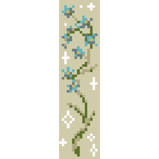 勿忘我花 - 花卉植物 - 16 × 62 - 拼豆图纸与作品详情