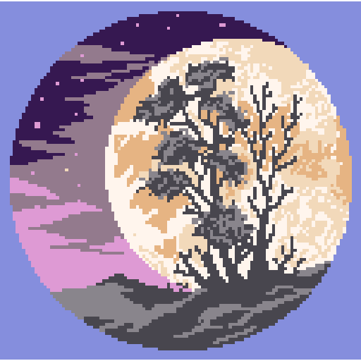 月夜树石
